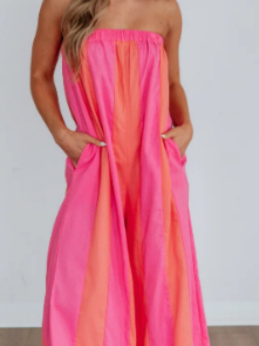Summer Wide Leg Jumpsuit Strapless  with Pockets- Medium NWT